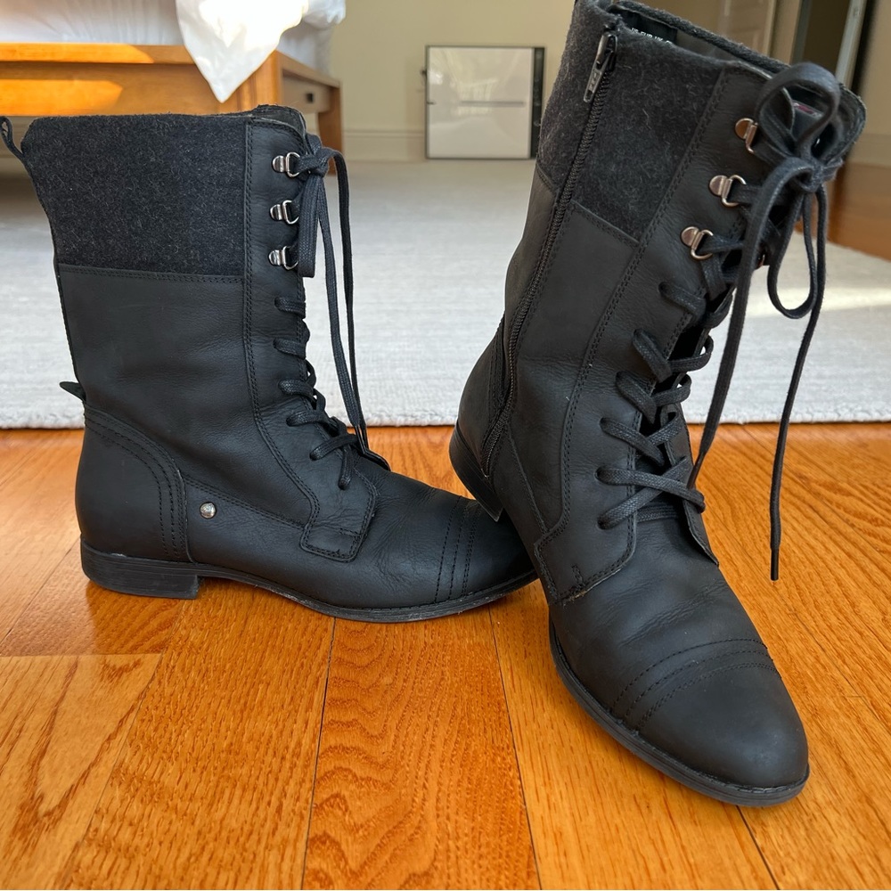 Hush Puppies Black Combat Boot